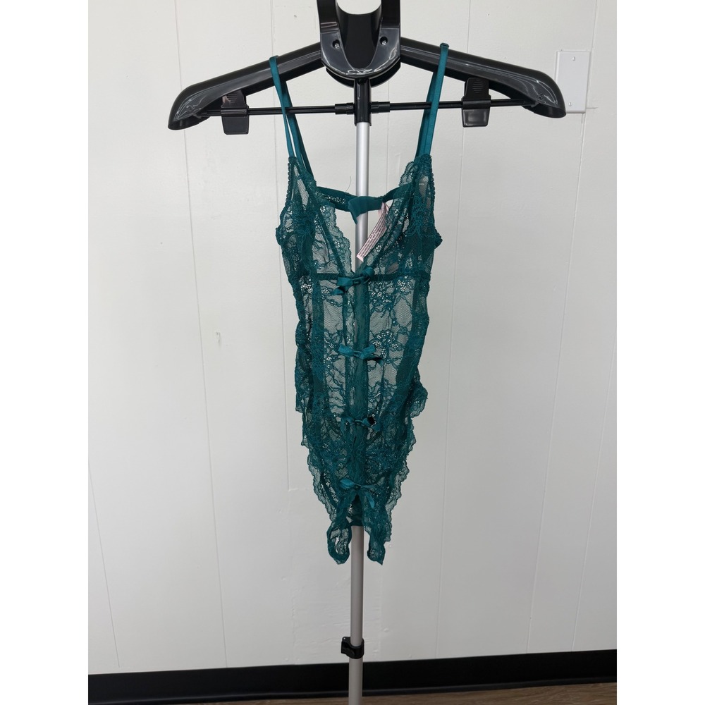 Victoria's Secret Teddy Women S Green NWT Lace Bow Bodysuit 11206276